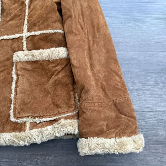 Y2K MUDD Jeans Penny Lane Coat Small Khaki Tan Suede Leather Rare - Picture 5 of 9